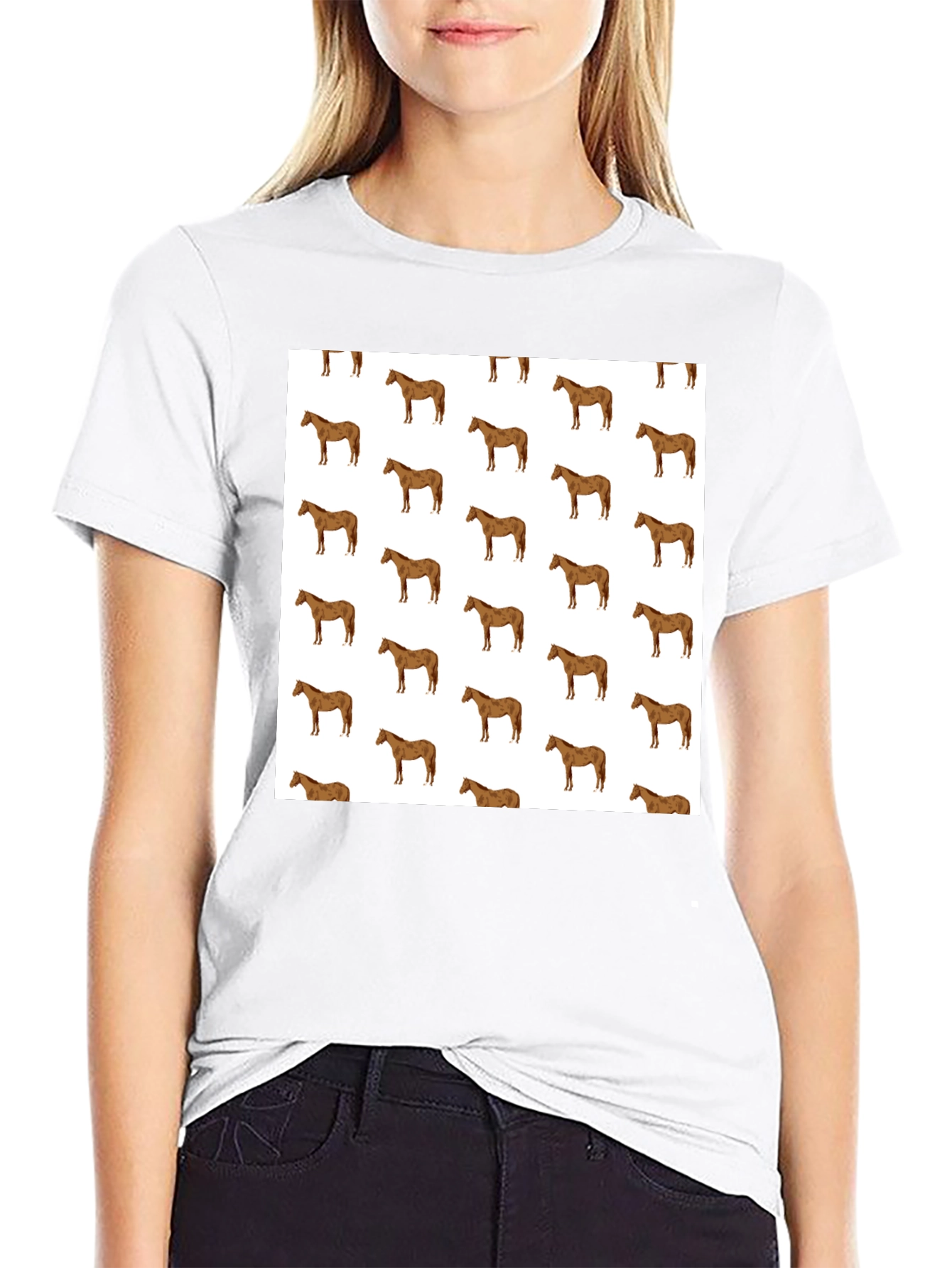 Horse Patterned Tee - Stylish Graphic T-Shirt