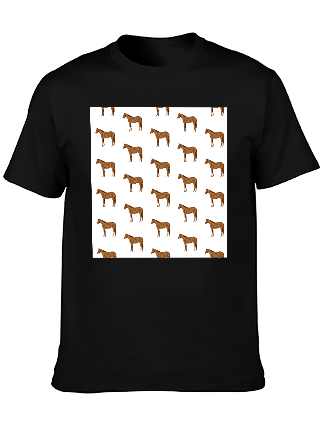 Horse Patterned Tee - Stylish Graphic T-Shirt