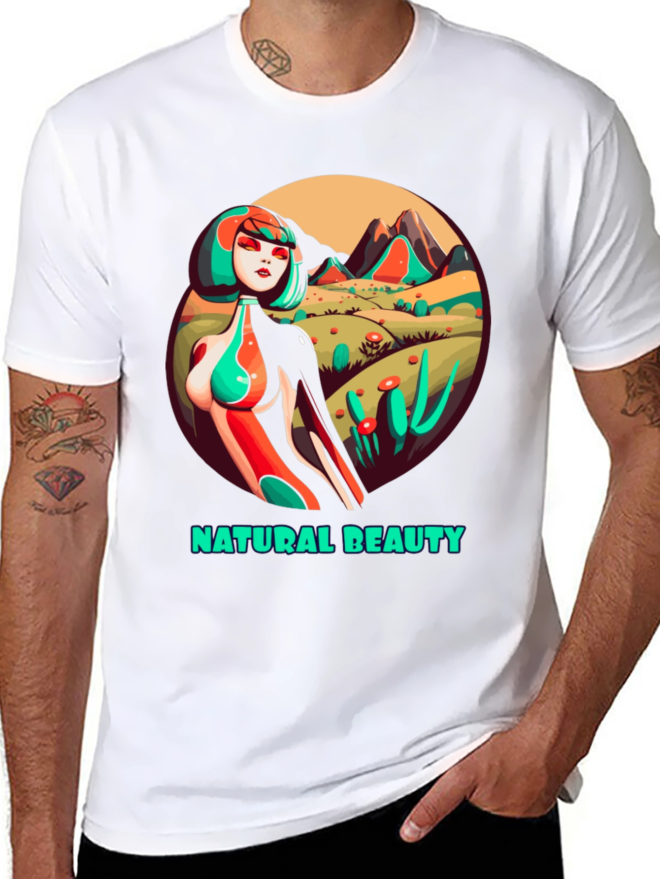 Natural Beauty Graphic Tee - Unique Artistic Design