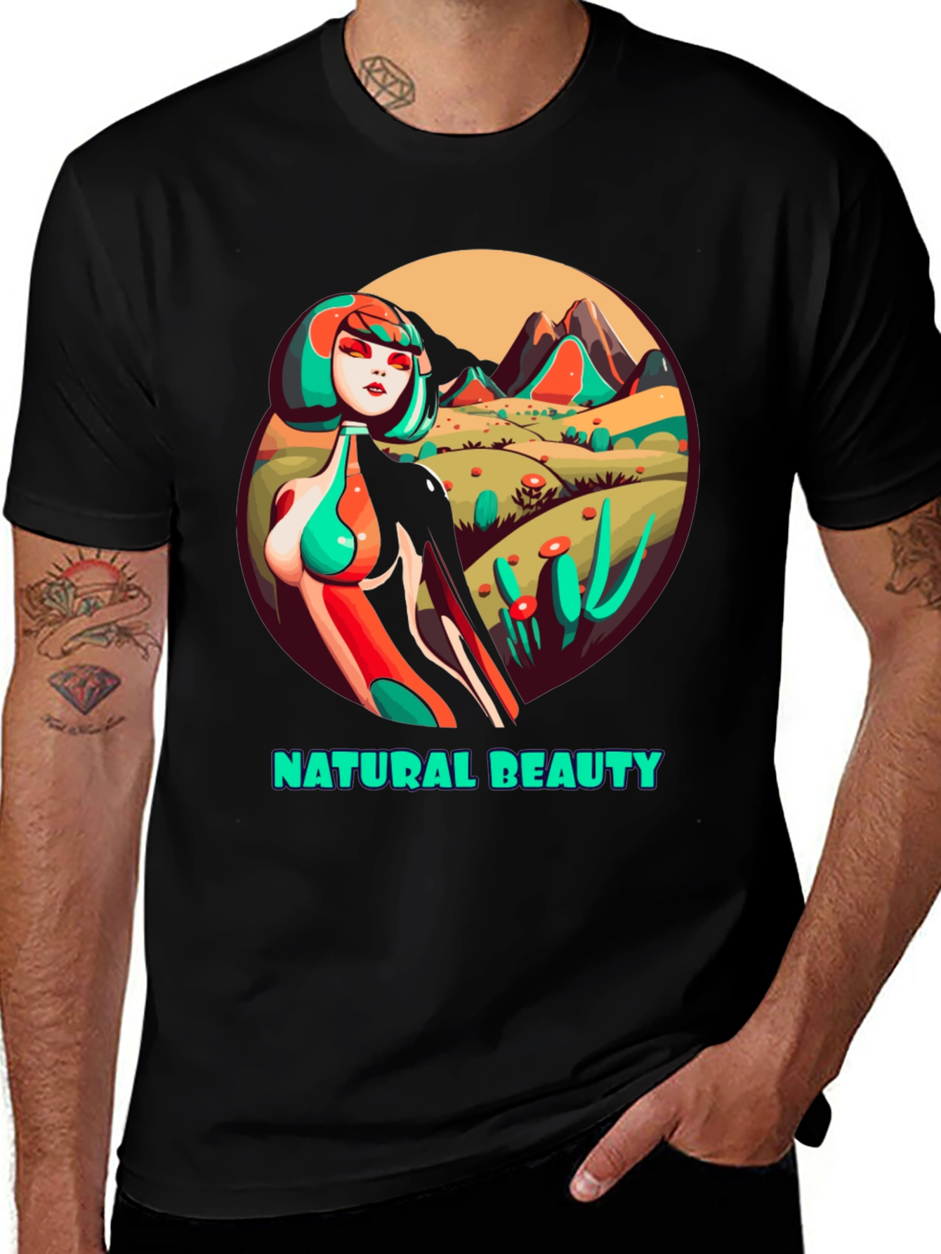 Natural Beauty Graphic Tee - Unique Artistic Design