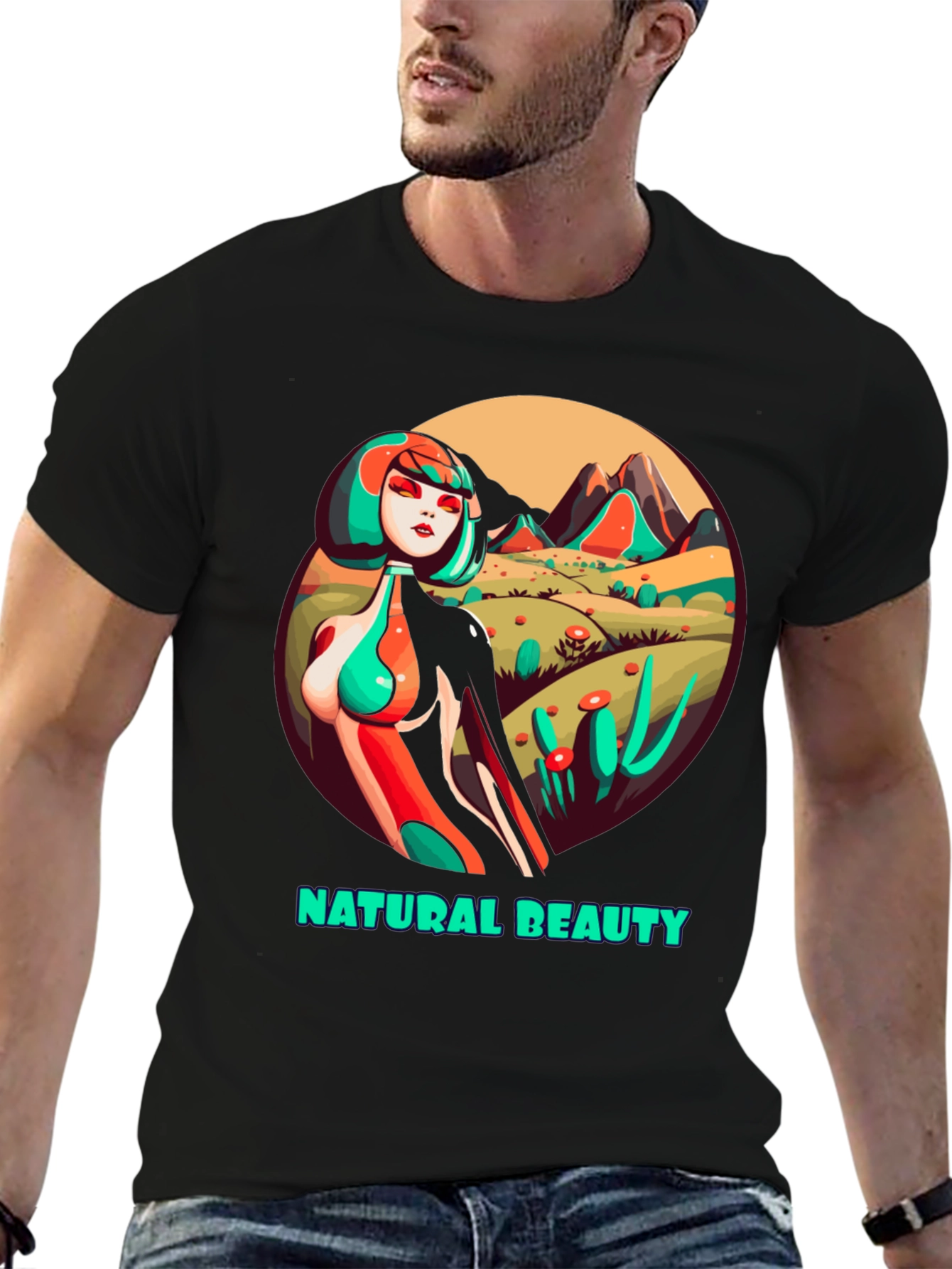 Natural Beauty Graphic Tee - Unique Artistic Design