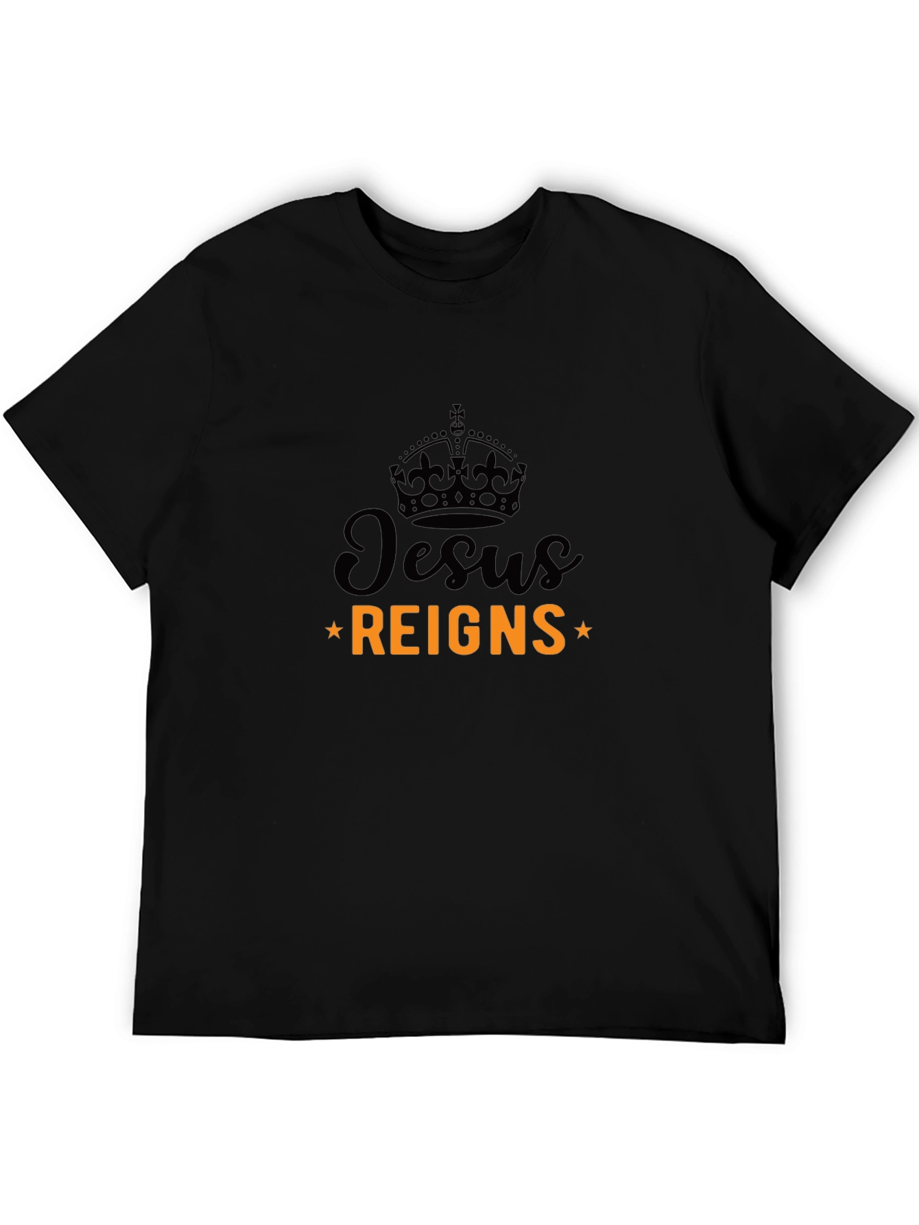 Jesus Reigns Graphic Tee - Black Religious T-Shirt