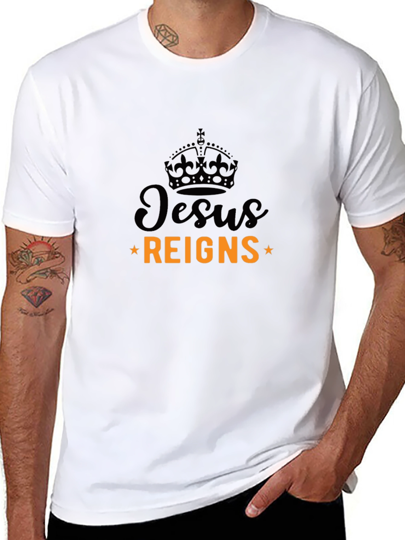 Jesus Reigns Graphic Tee - Black Religious T-Shirt