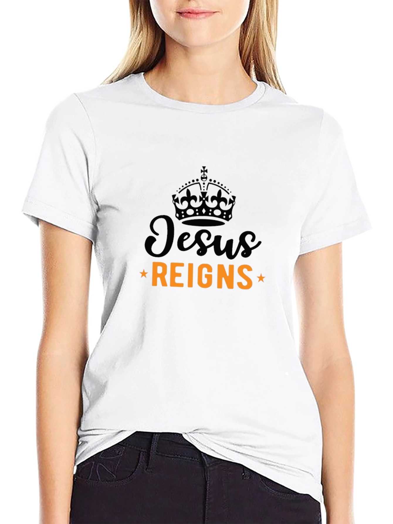 Jesus Reigns Graphic Tee - Black Religious T-Shirt