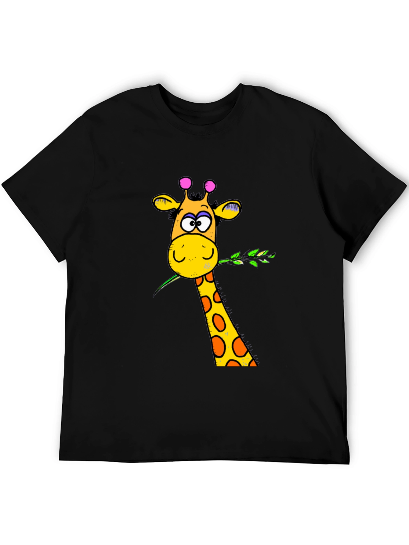 Funny Giraffe Graphic Print Black T-Shirt