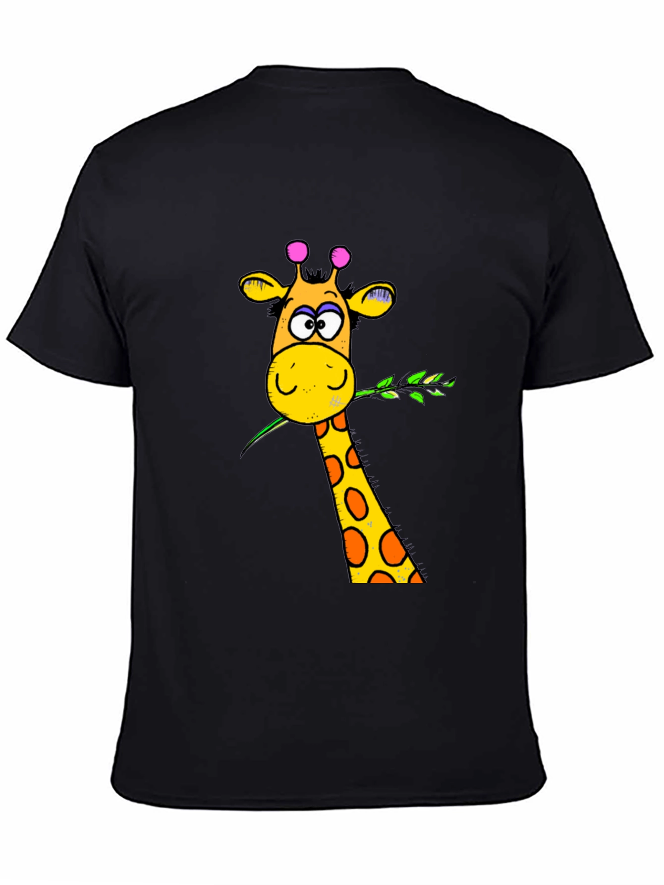 Funny Giraffe Graphic Print Black T-Shirt