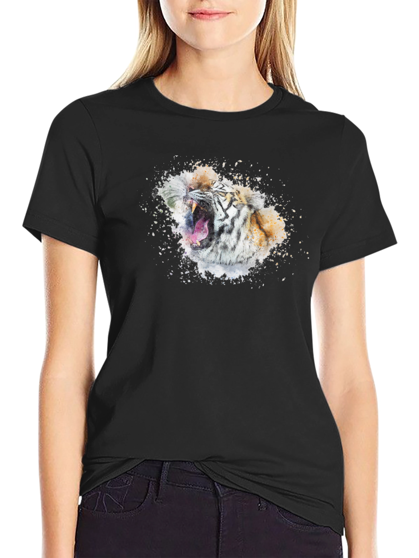 Tiger Graphic Tee - Black Cotton Blend