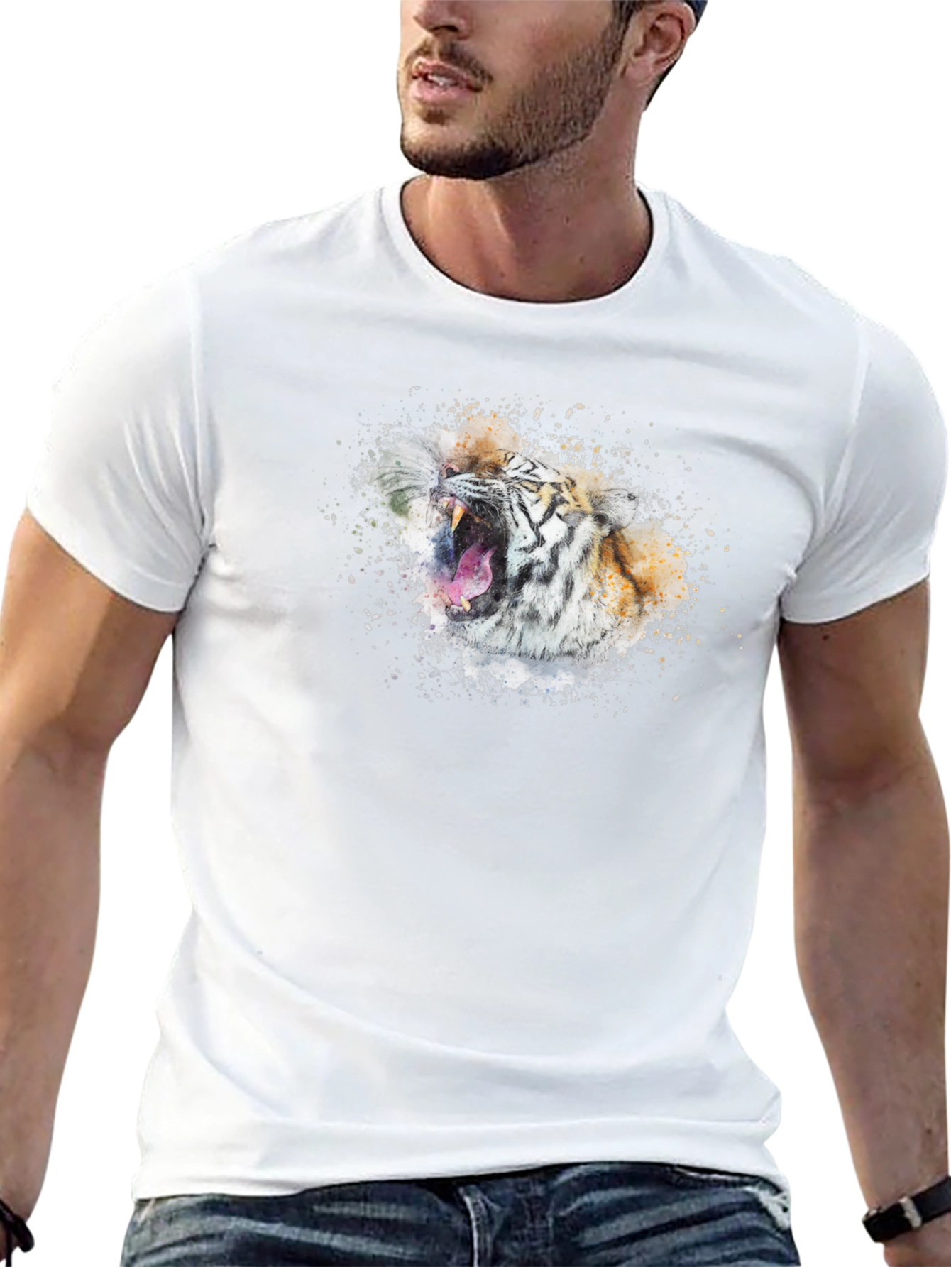 Tiger Graphic Tee - Black Cotton Blend