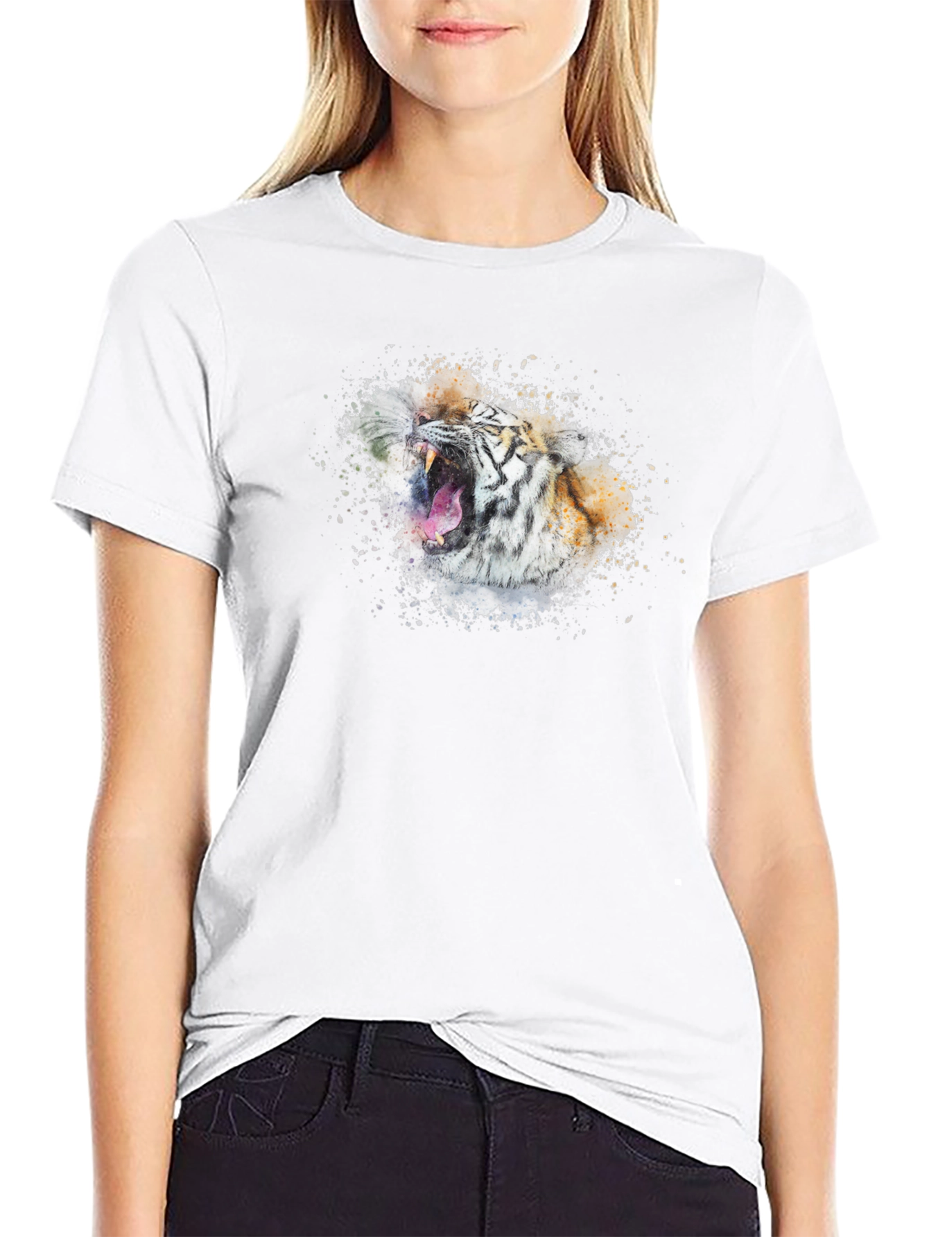 Tiger Graphic Tee - Black Cotton Blend