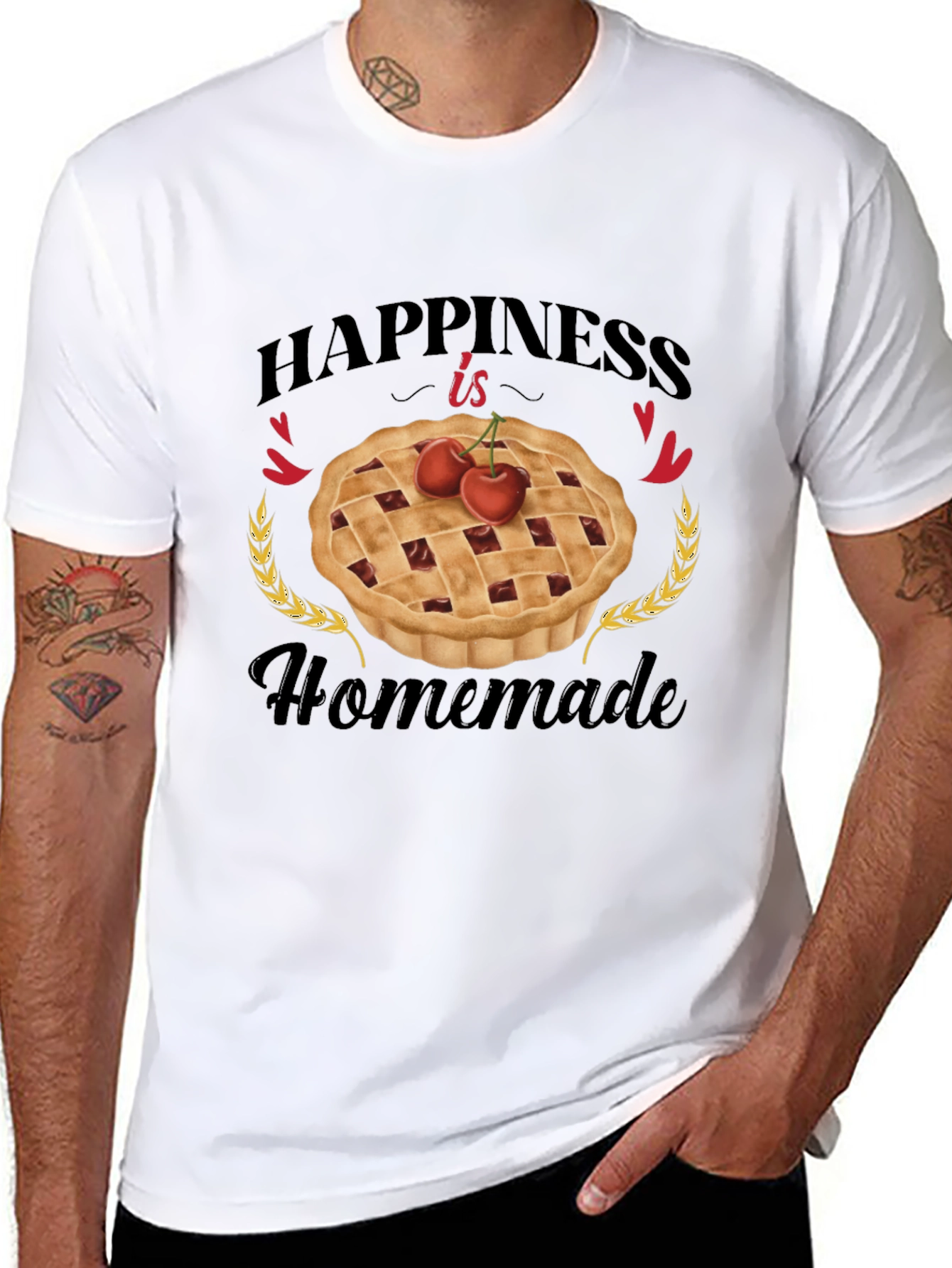 Happiness is Homemade Black Graphic T-Shirt