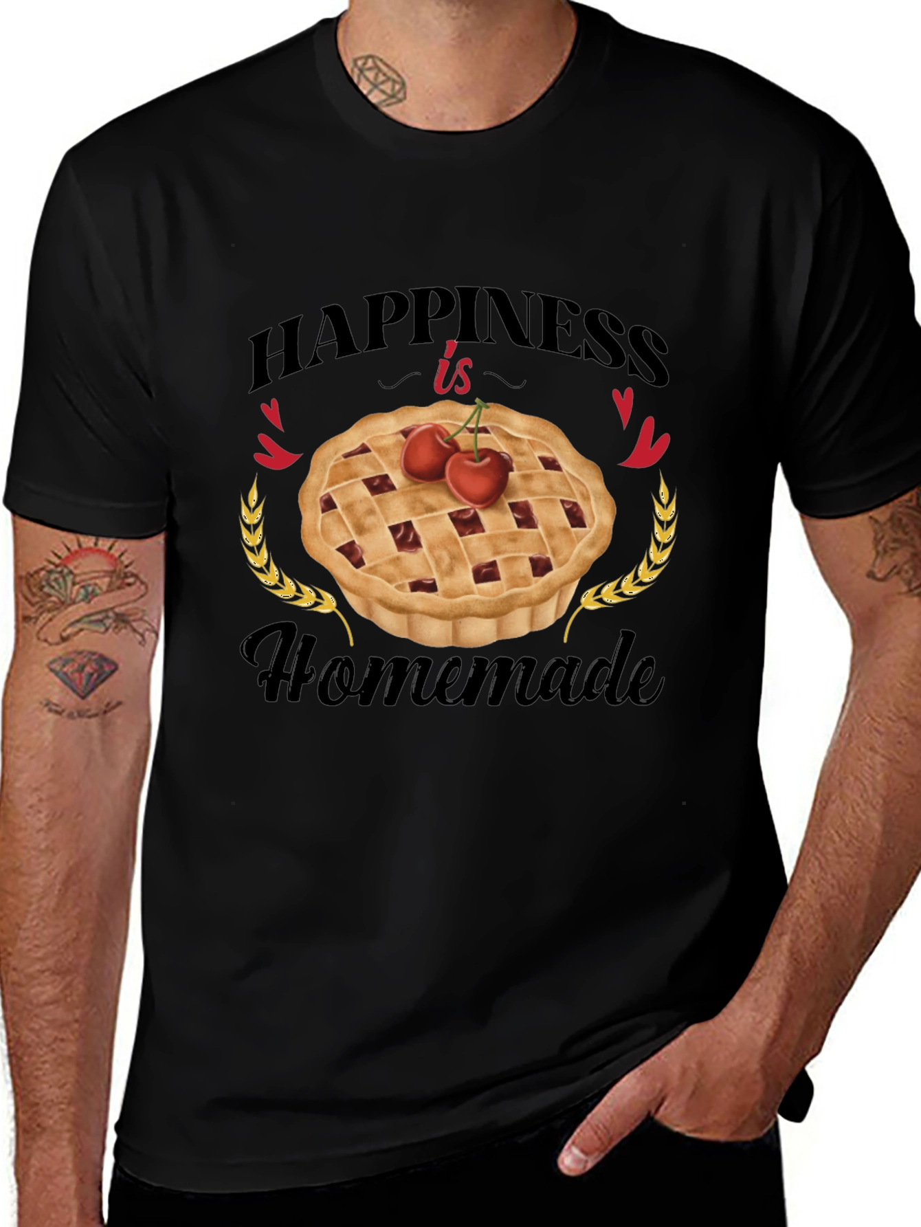 Happiness is Homemade Black Graphic T-Shirt