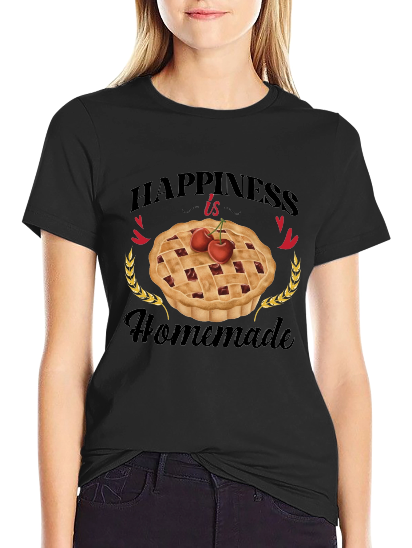 Happiness is Homemade Black Graphic T-Shirt