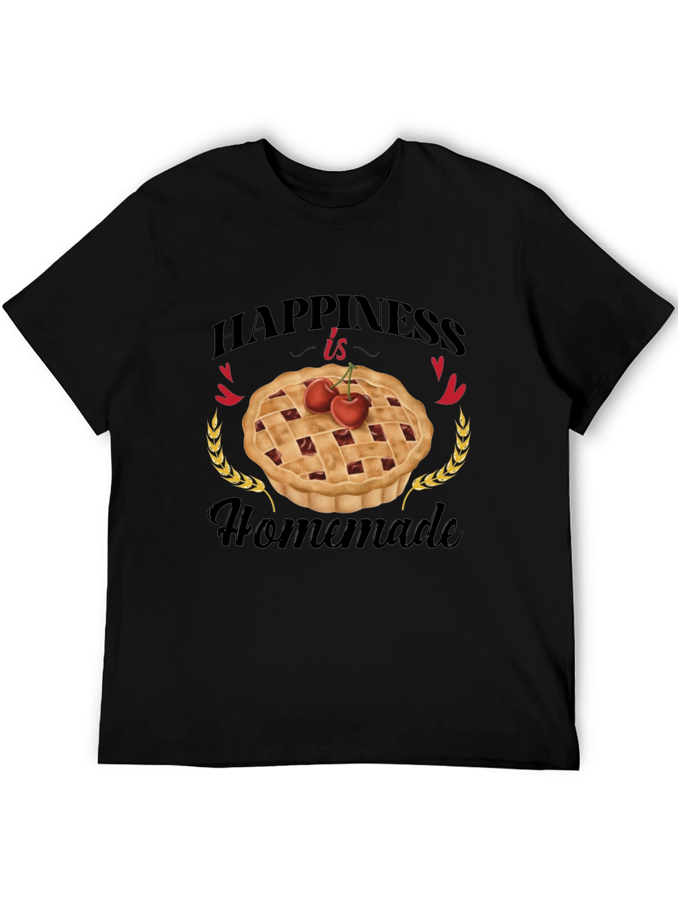 Happiness is Homemade Black Graphic T-Shirt