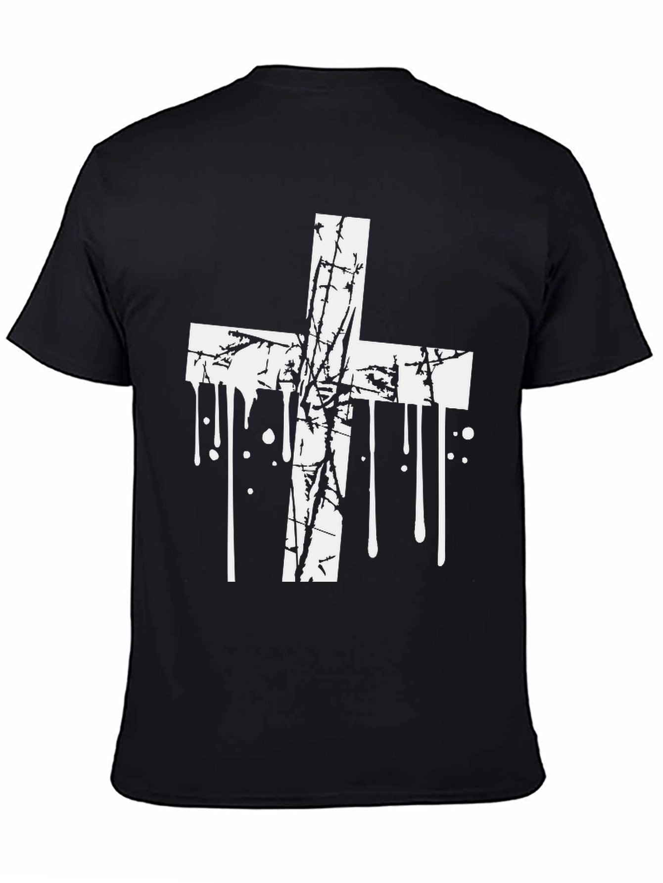 Grunge Cross Graphic Black T-Shirt