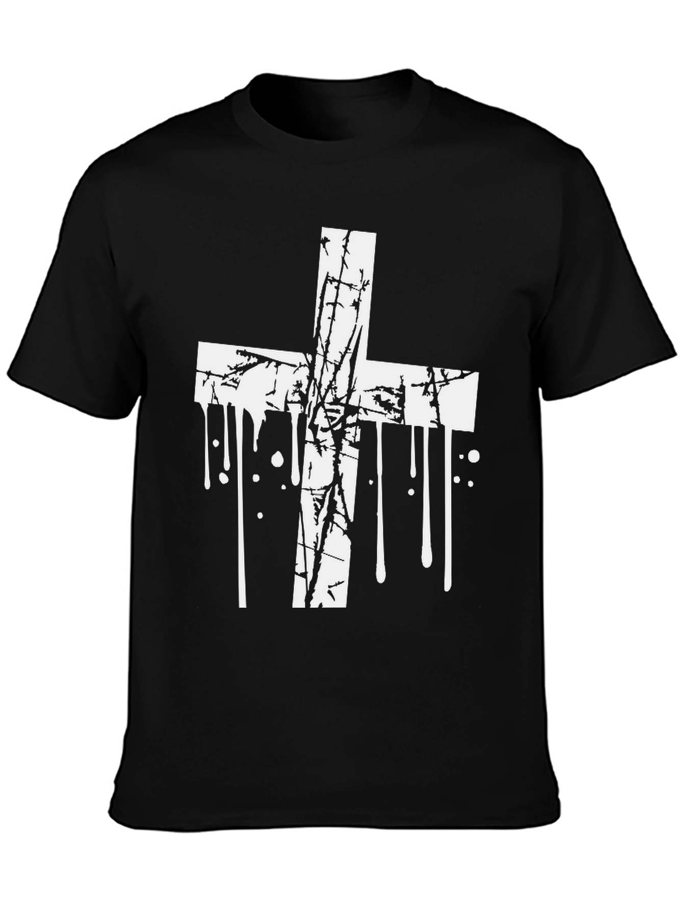 Grunge Cross Graphic Black T-Shirt