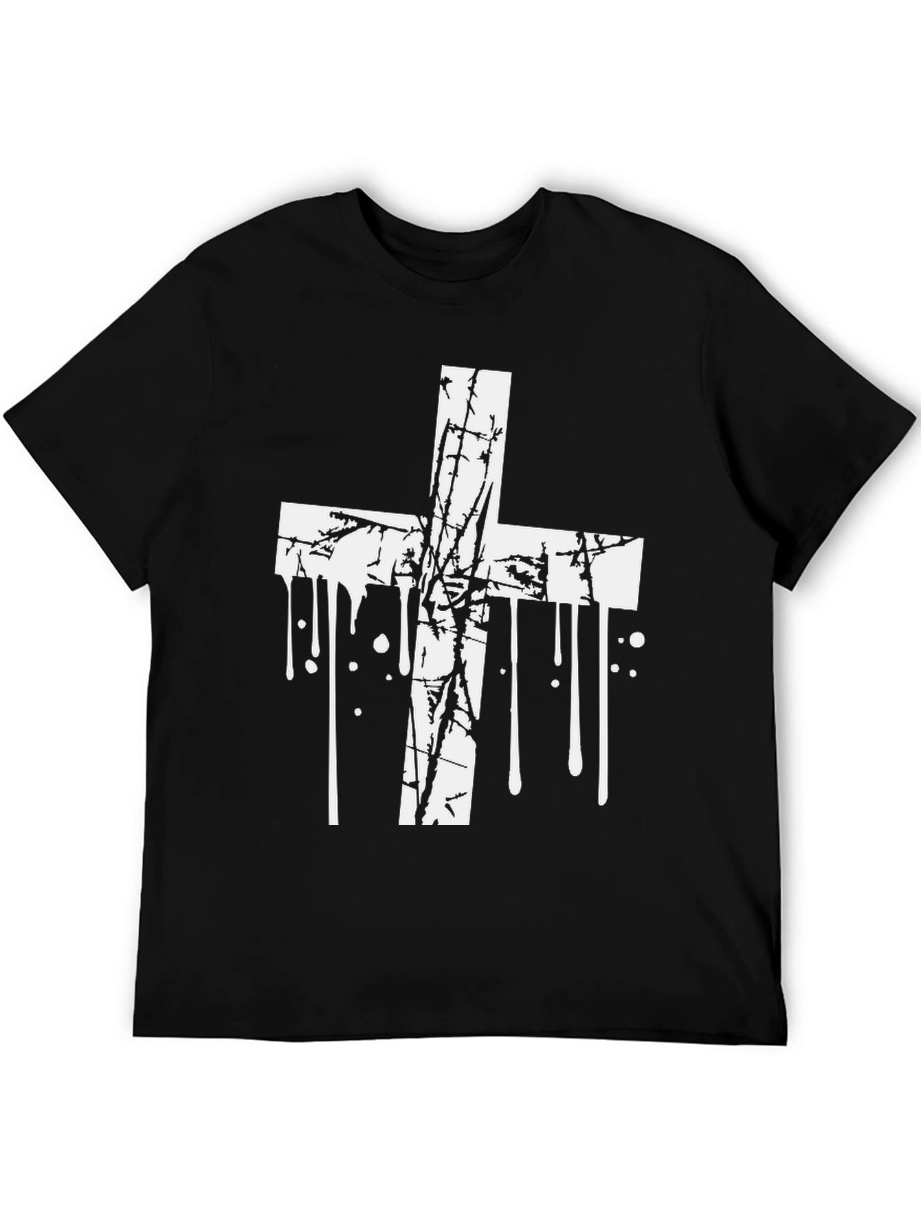 Grunge Cross Graphic Black T-Shirt
