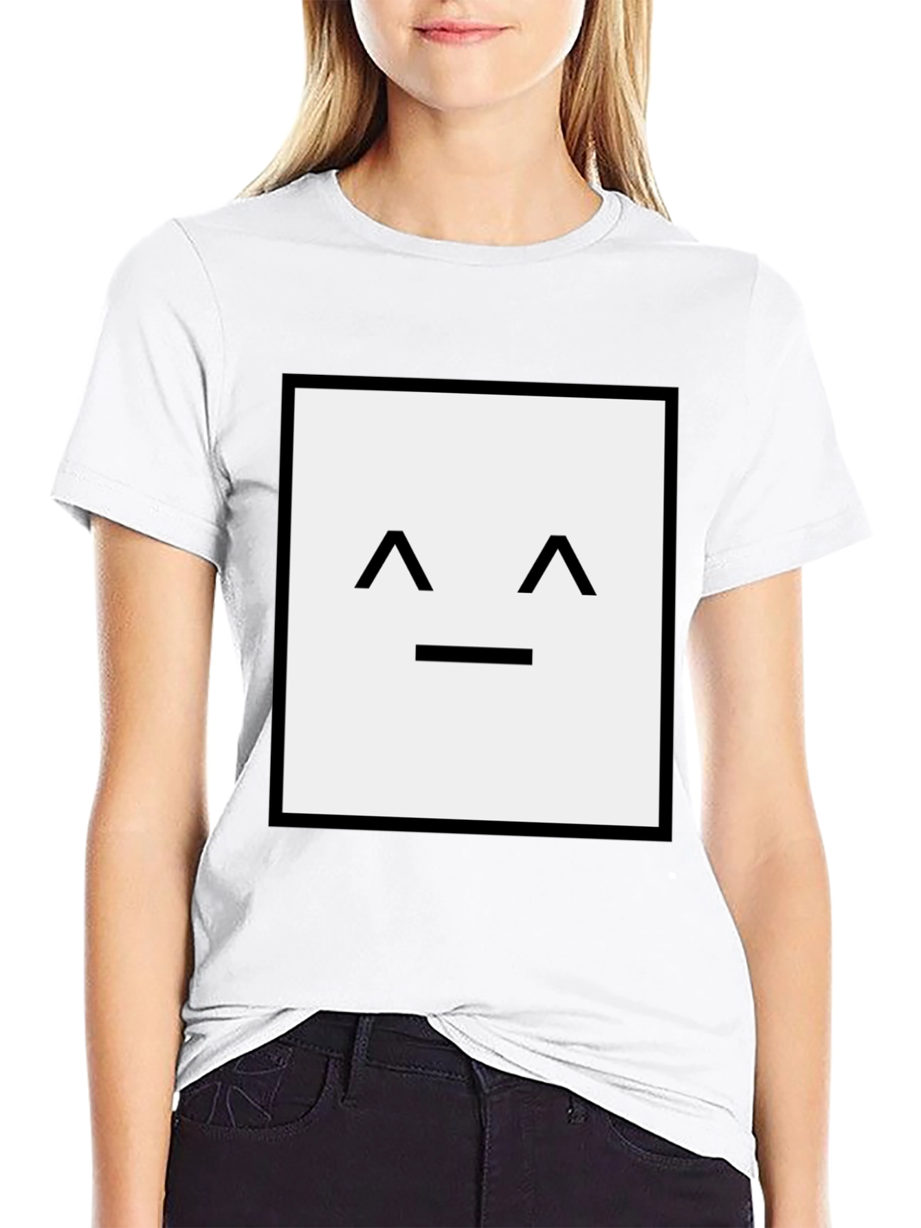 Square Face Graphic T-Shirt - Black