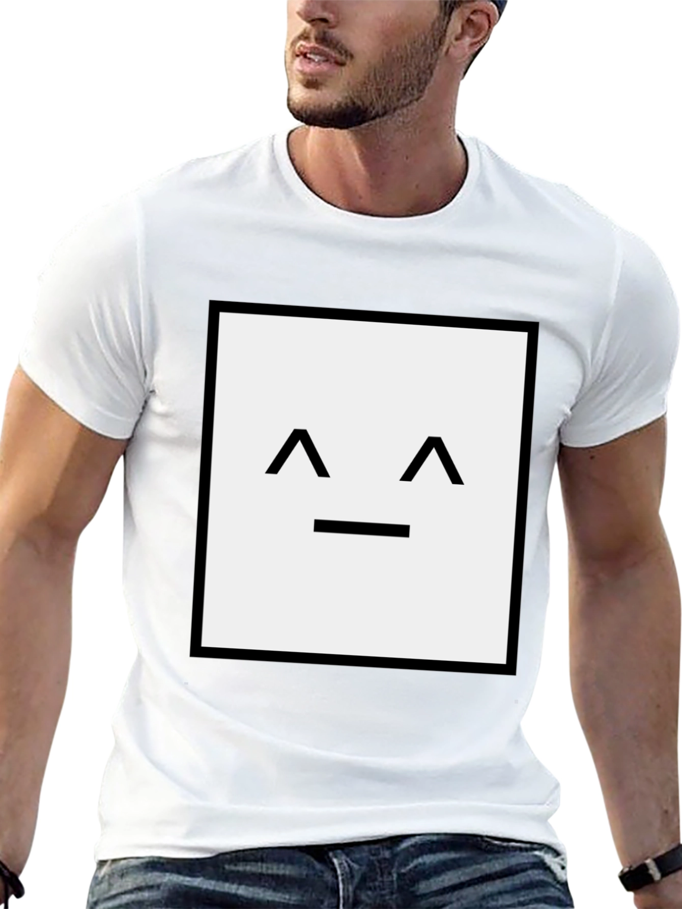 Square Face Graphic T-Shirt - Black