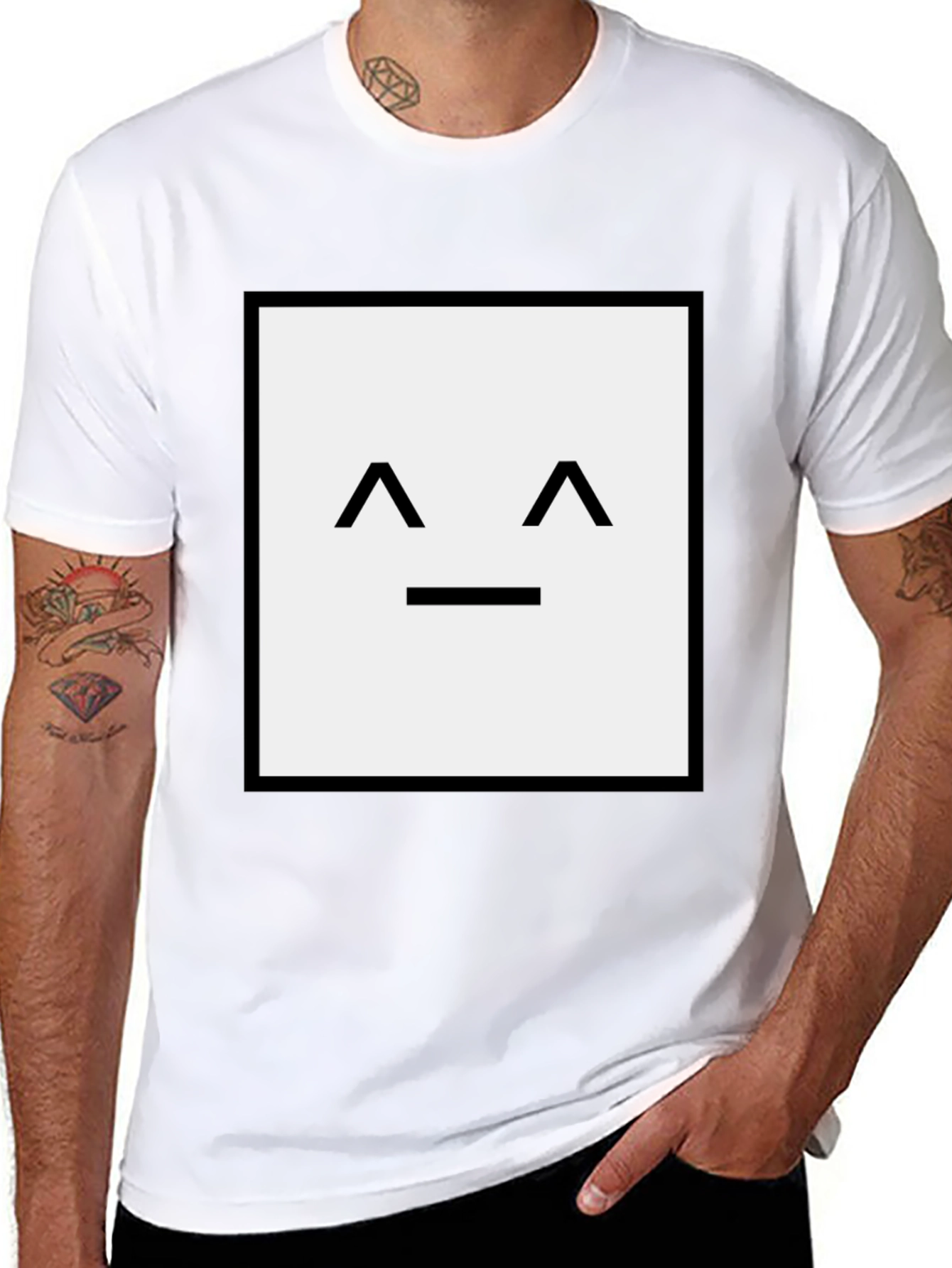 Square Face Graphic T-Shirt - Black