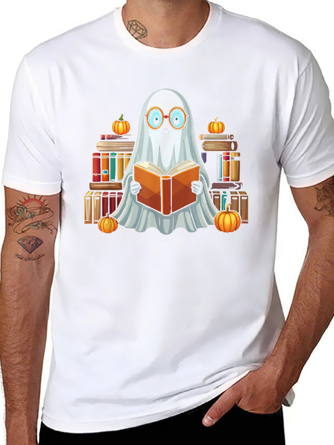 Ghostly Reader T-Shirt - Halloween Book Lover Tee