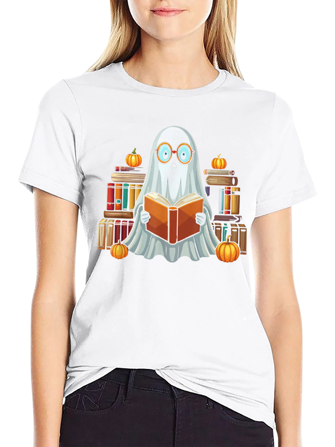 Ghostly Reader T-Shirt - Halloween Book Lover Tee