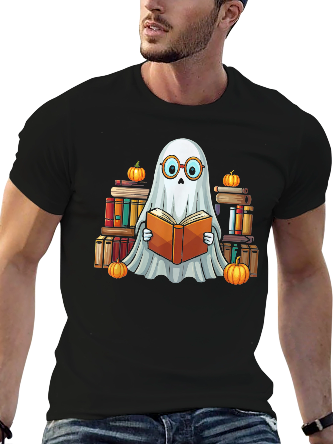 Ghostly Reader T-Shirt - Halloween Book Lover Tee