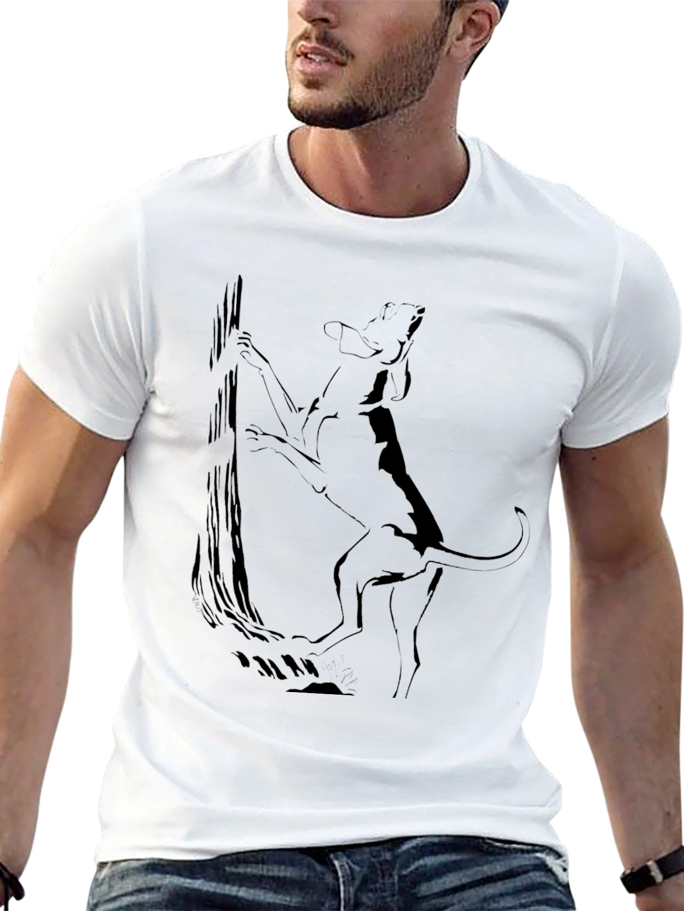 Dog Climbing Tree Graphic Tee - Black