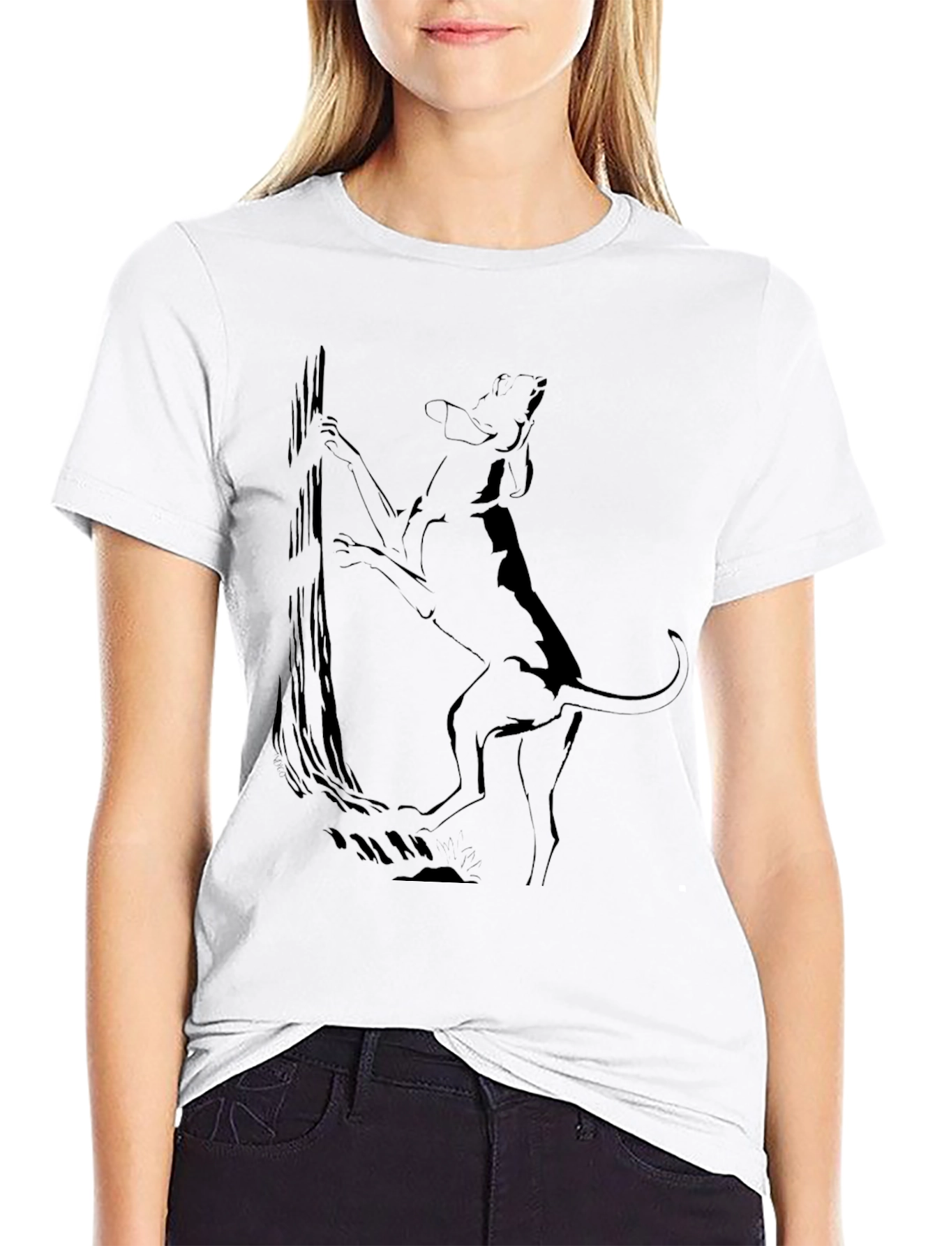 Dog Climbing Tree Graphic Tee - Black