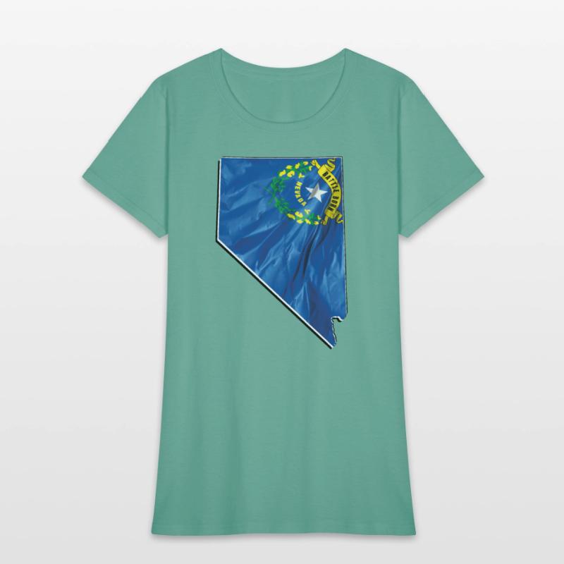 Nevada State Flag in Nevada State Map