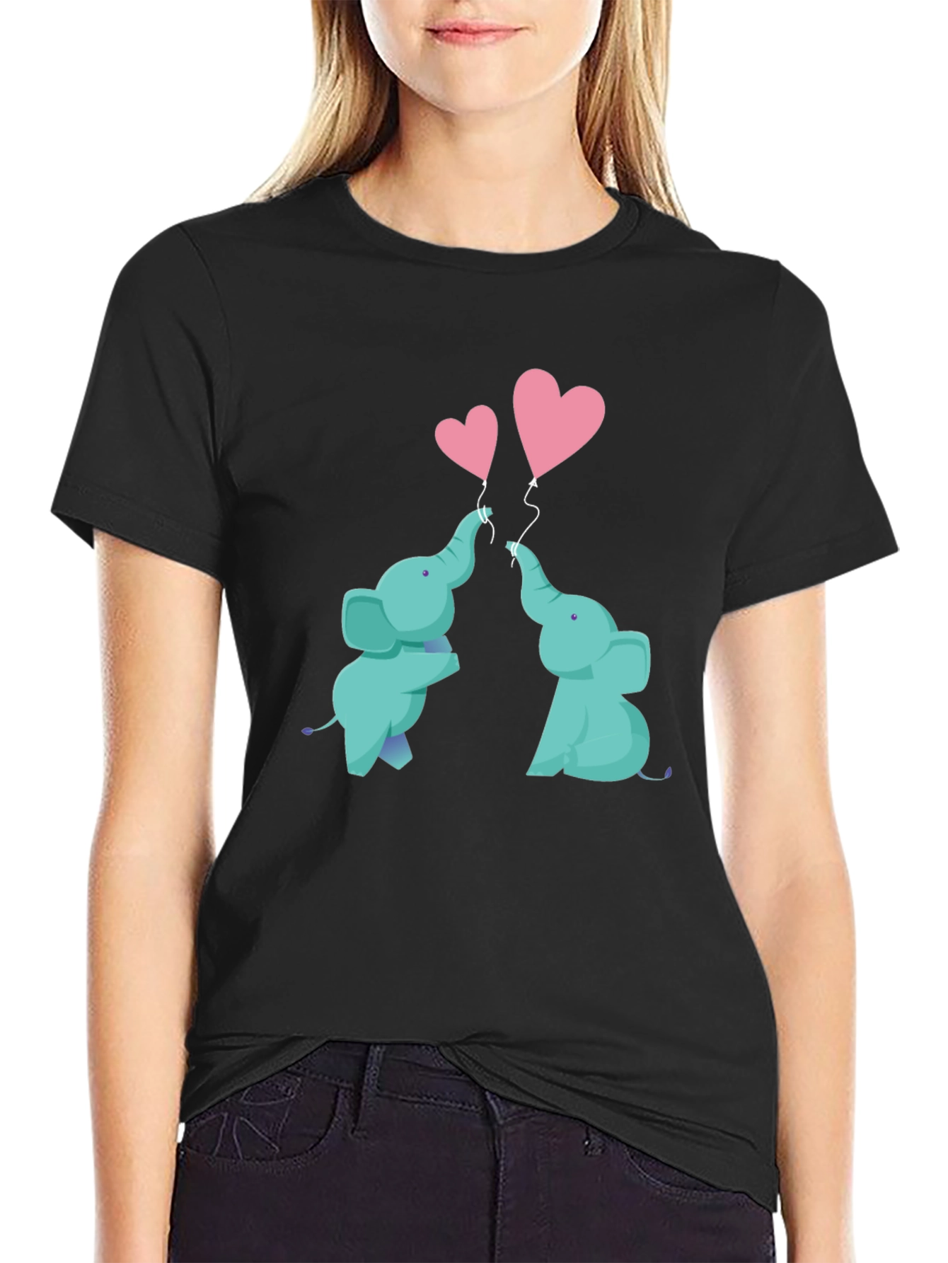 Elephant Love Heart Balloon Graphic Tee