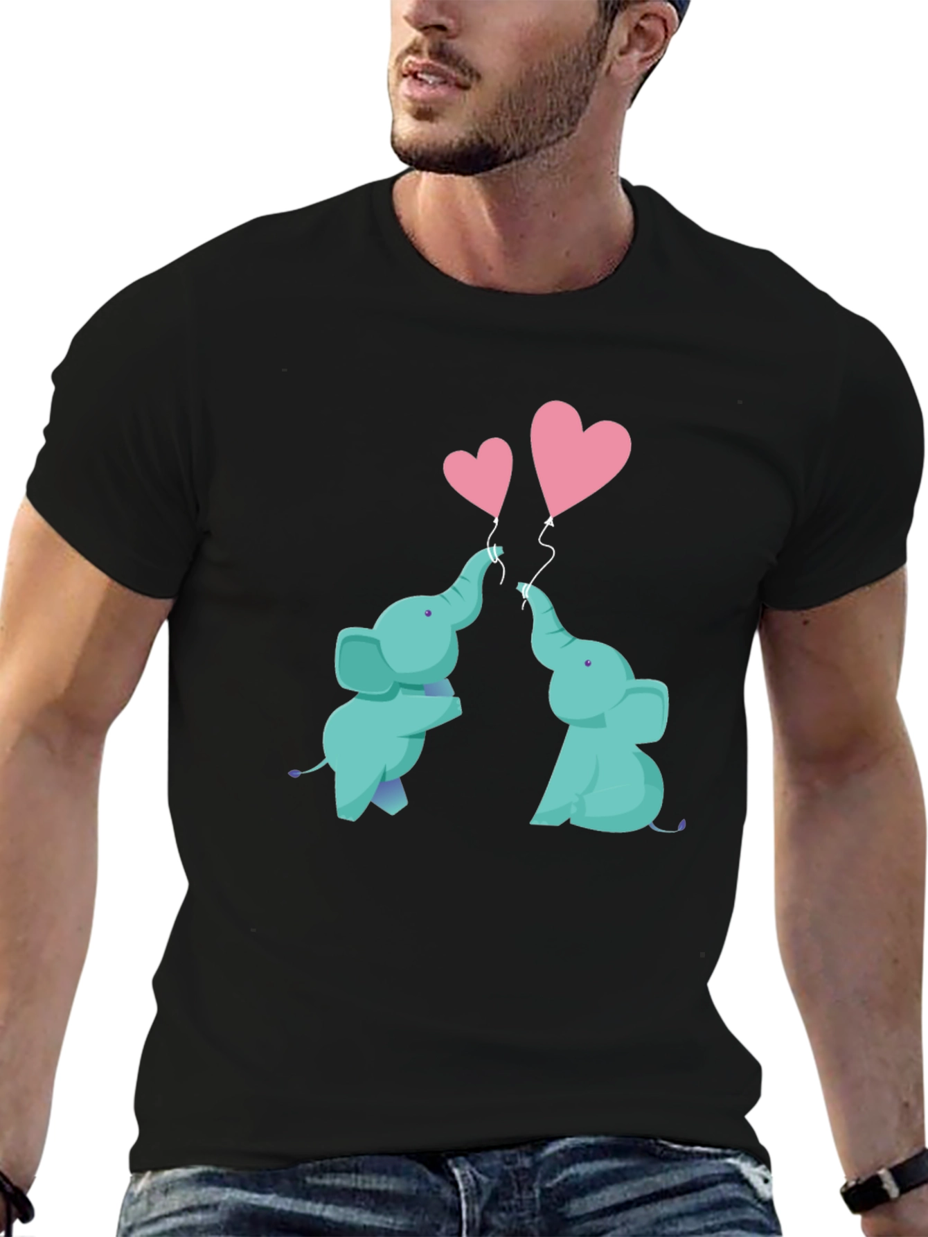 Elephant Love Heart Balloon Graphic Tee