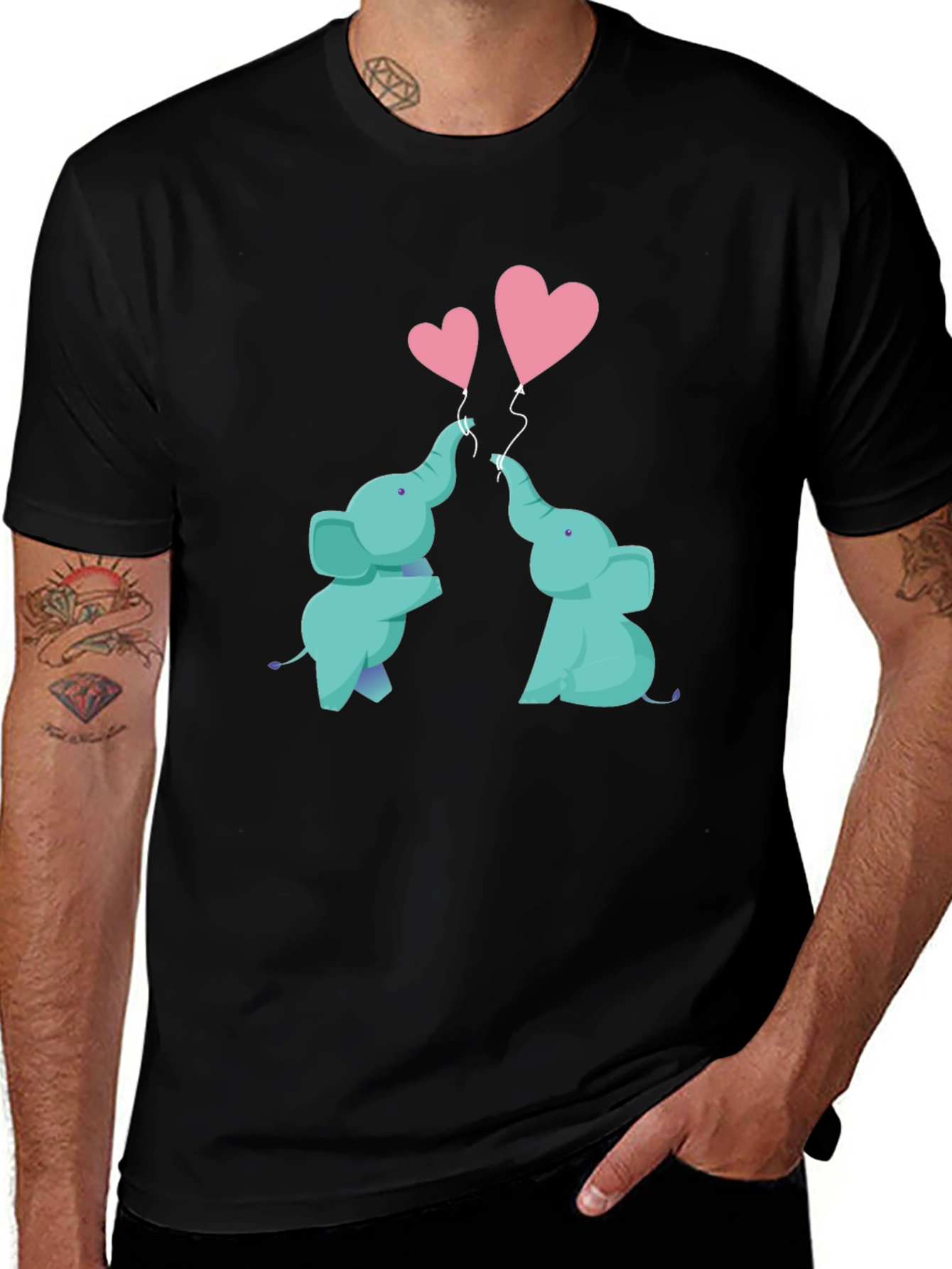 Elephant Love Heart Balloon Graphic Tee