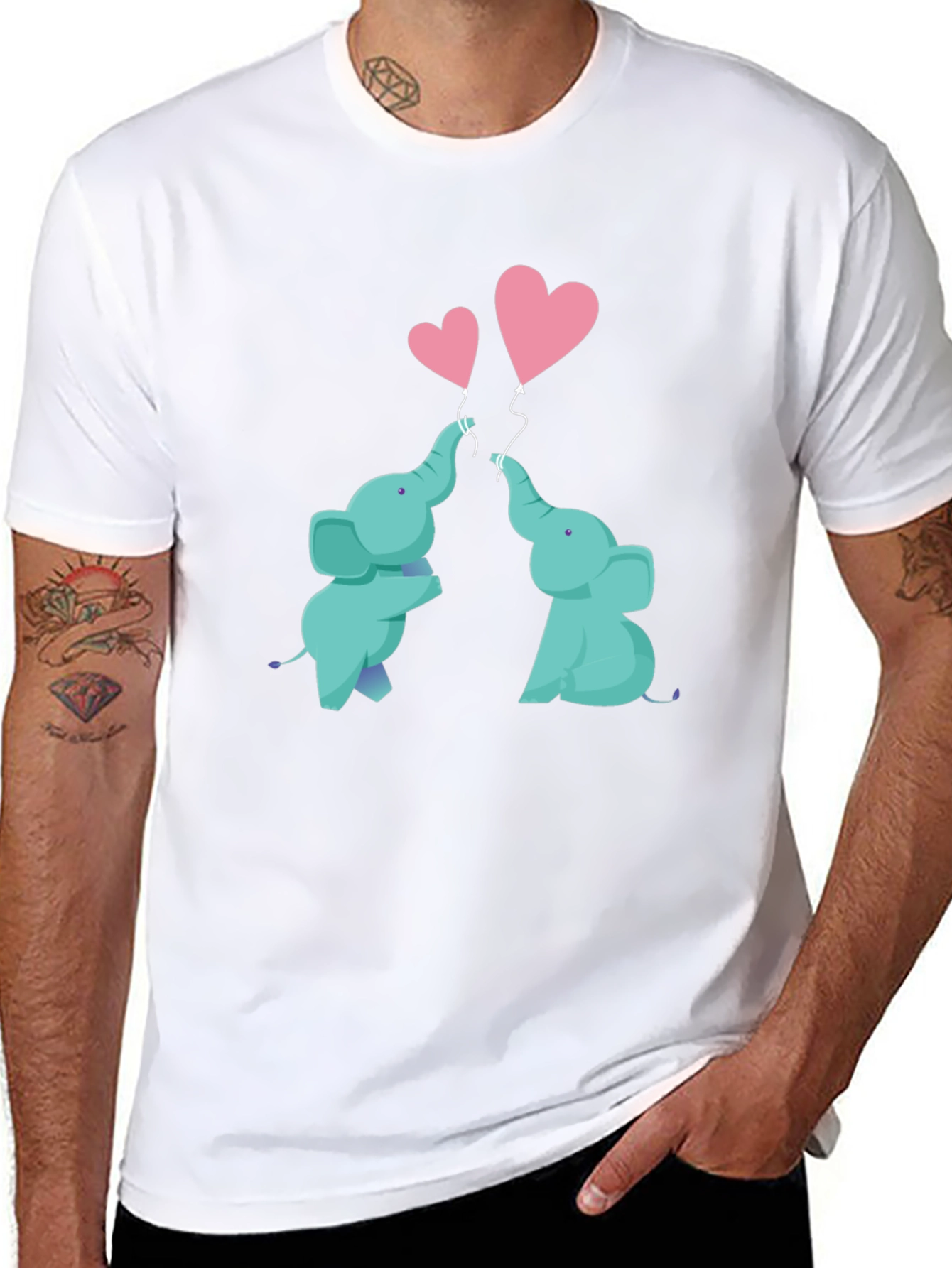 Elephant Love Heart Balloon Graphic Tee