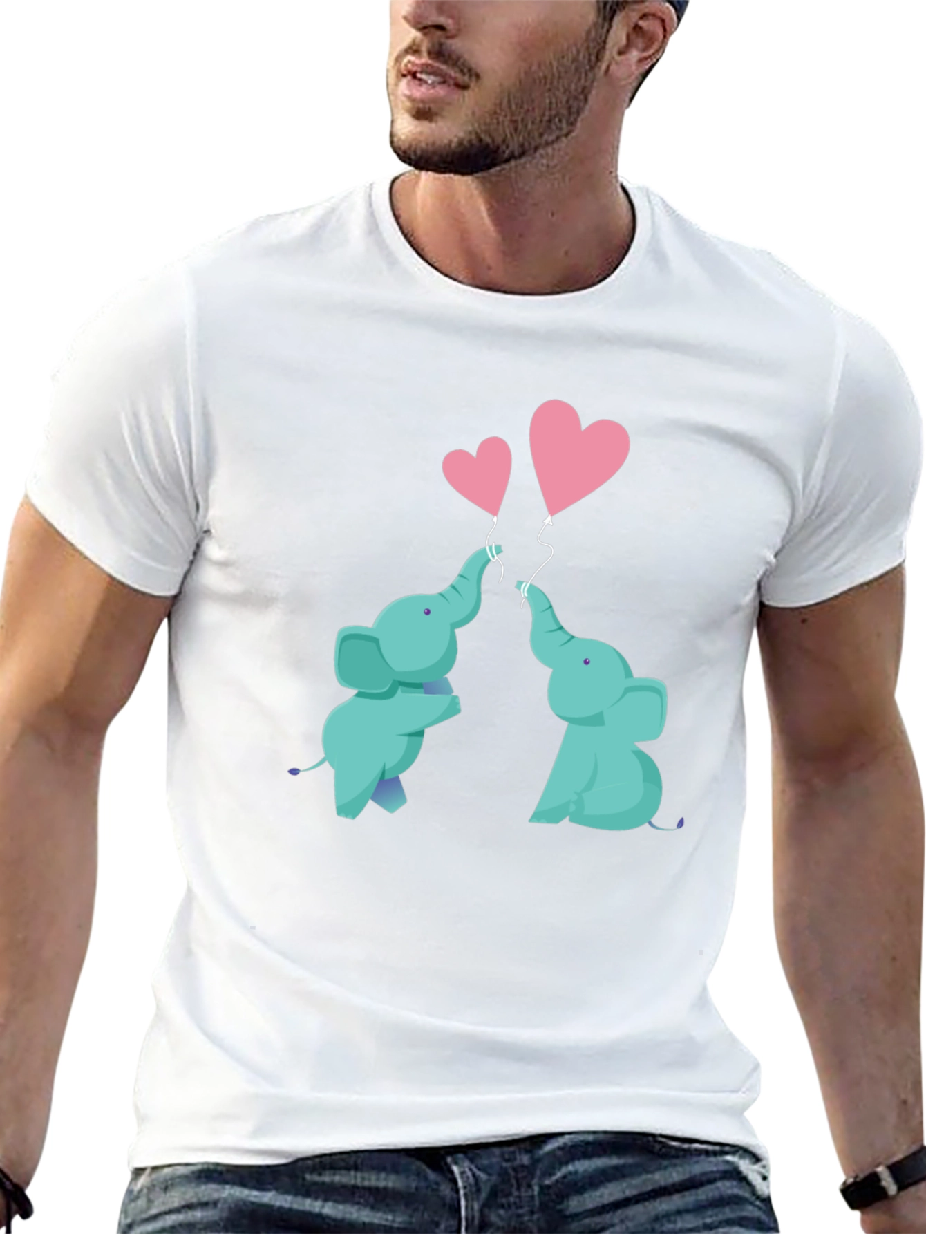 Elephant Love Heart Balloon Graphic Tee