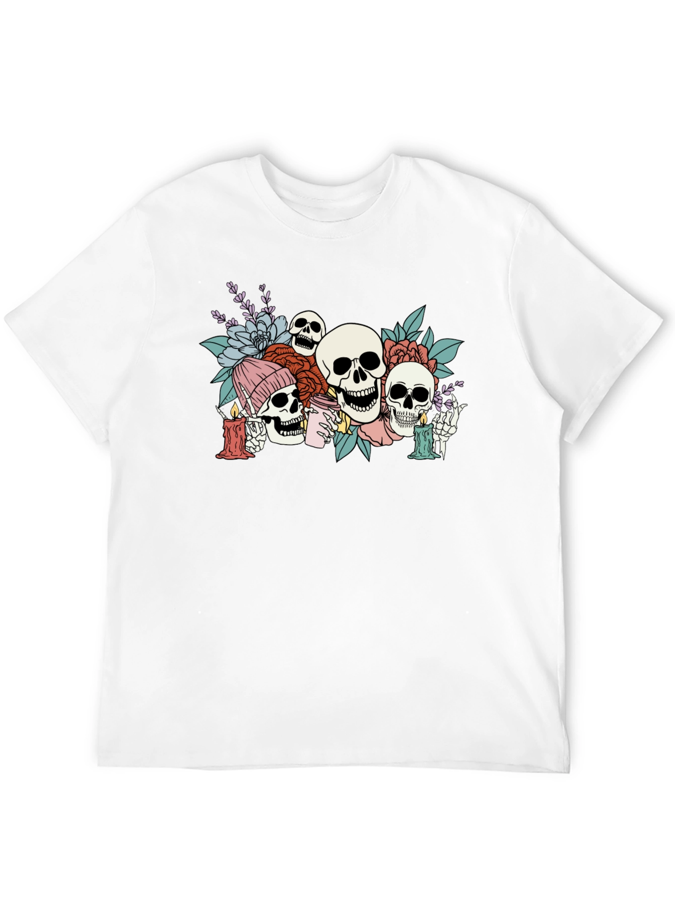 Floral Skull Graphic Tee - Unique Skeleton T-Shirt