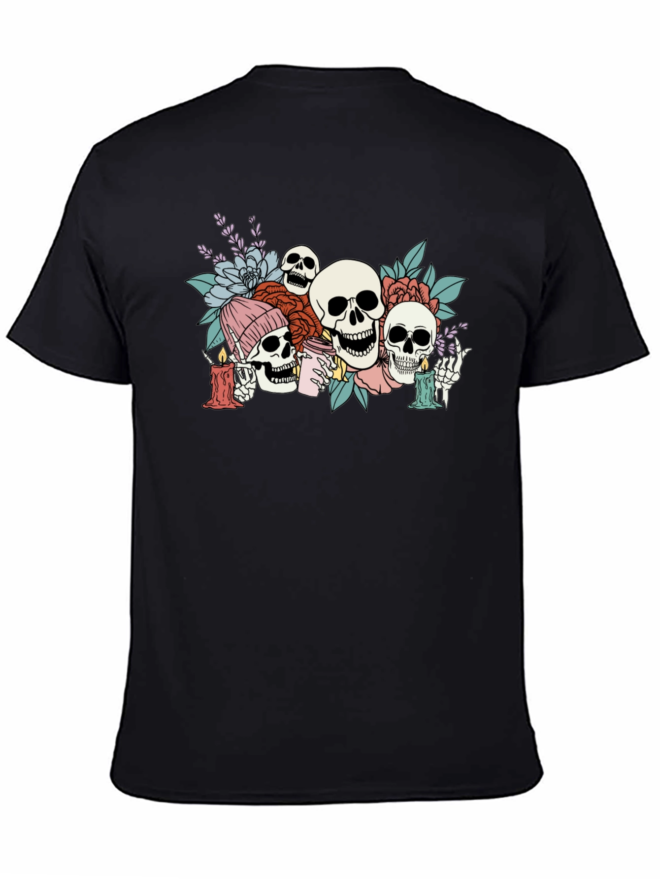 Floral Skull Graphic Tee - Unique Skeleton T-Shirt