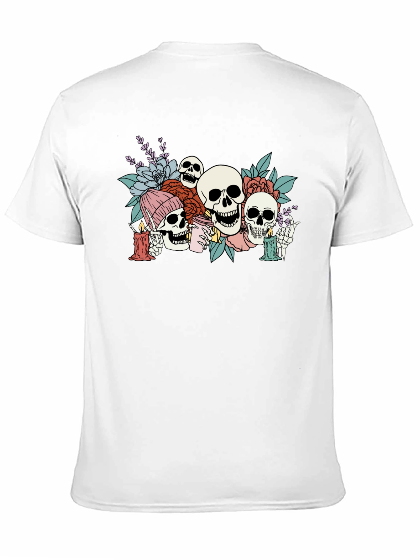 Floral Skull Graphic Tee - Unique Skeleton T-Shirt
