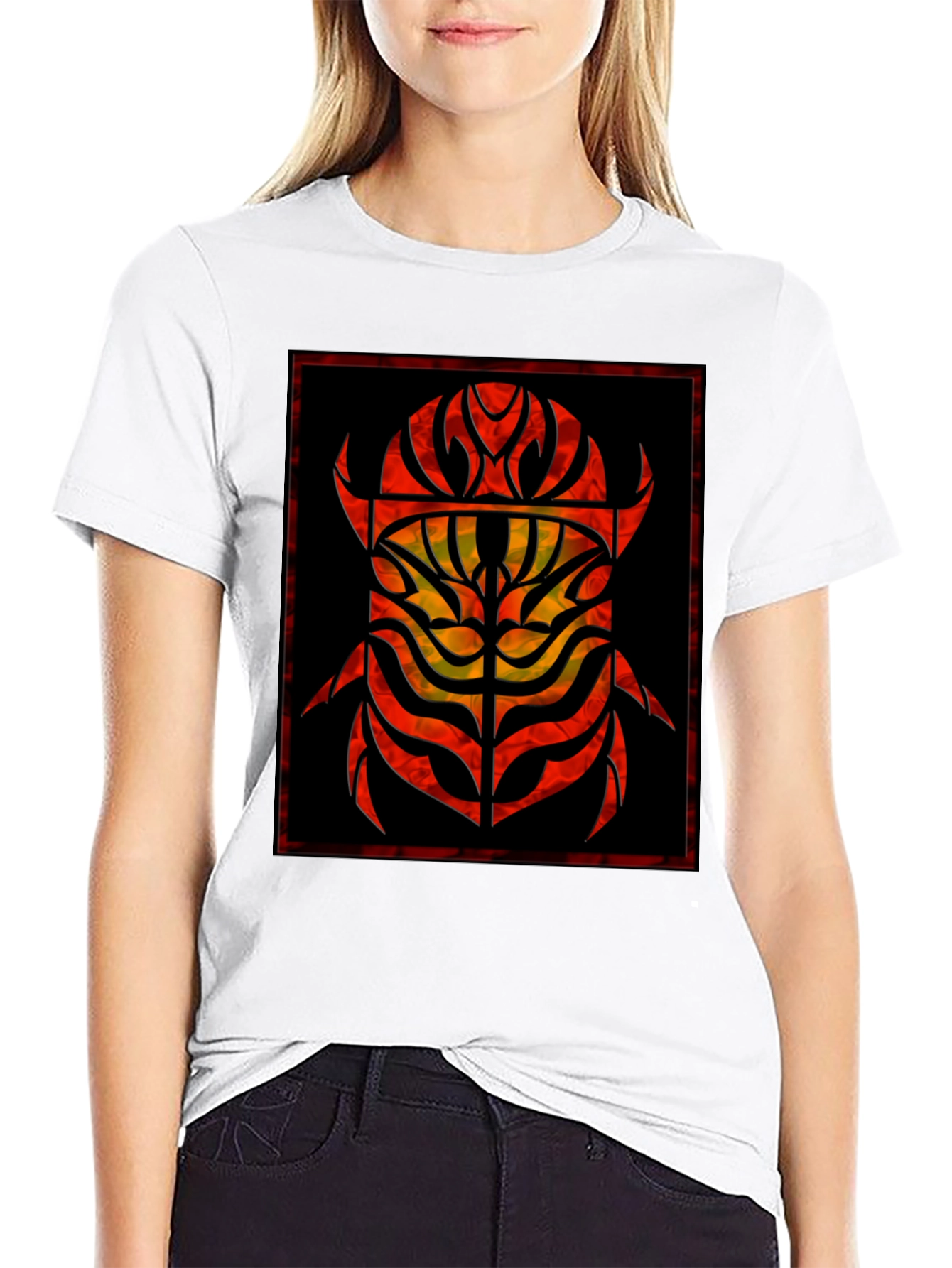 Abstract Tribal Scarab Graphic Black T-Shirt