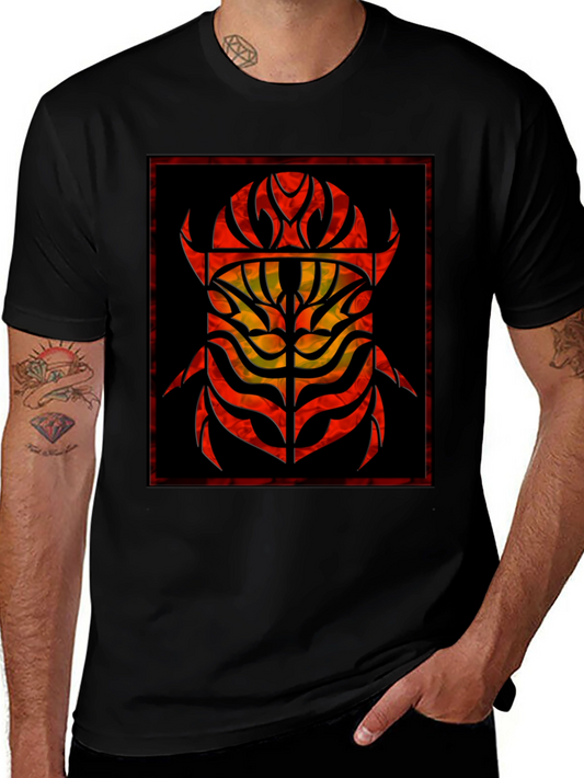 Abstract Tribal Scarab Graphic Black T-Shirt