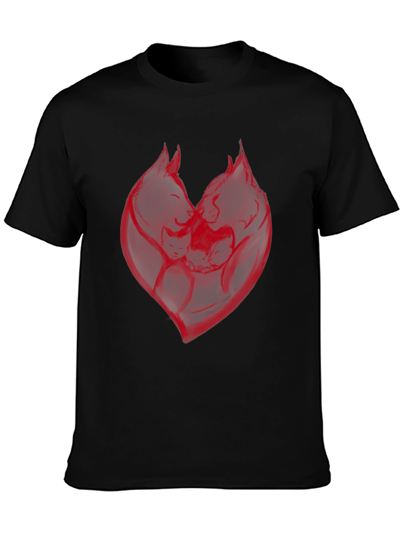Red Heart Graphic Black T-Shirt