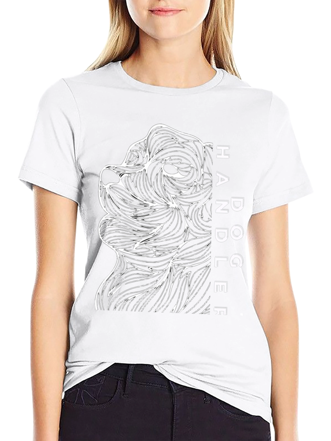 Dog Handler T-Shirt - Abstract Line Art Design