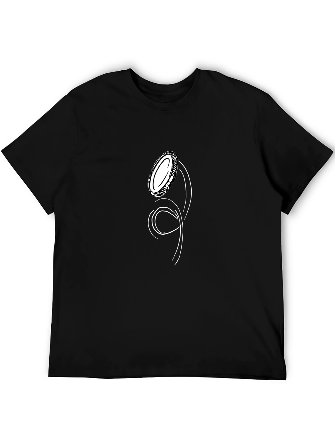 Black T-Shirt with Unique Coin Toss Graphic Design