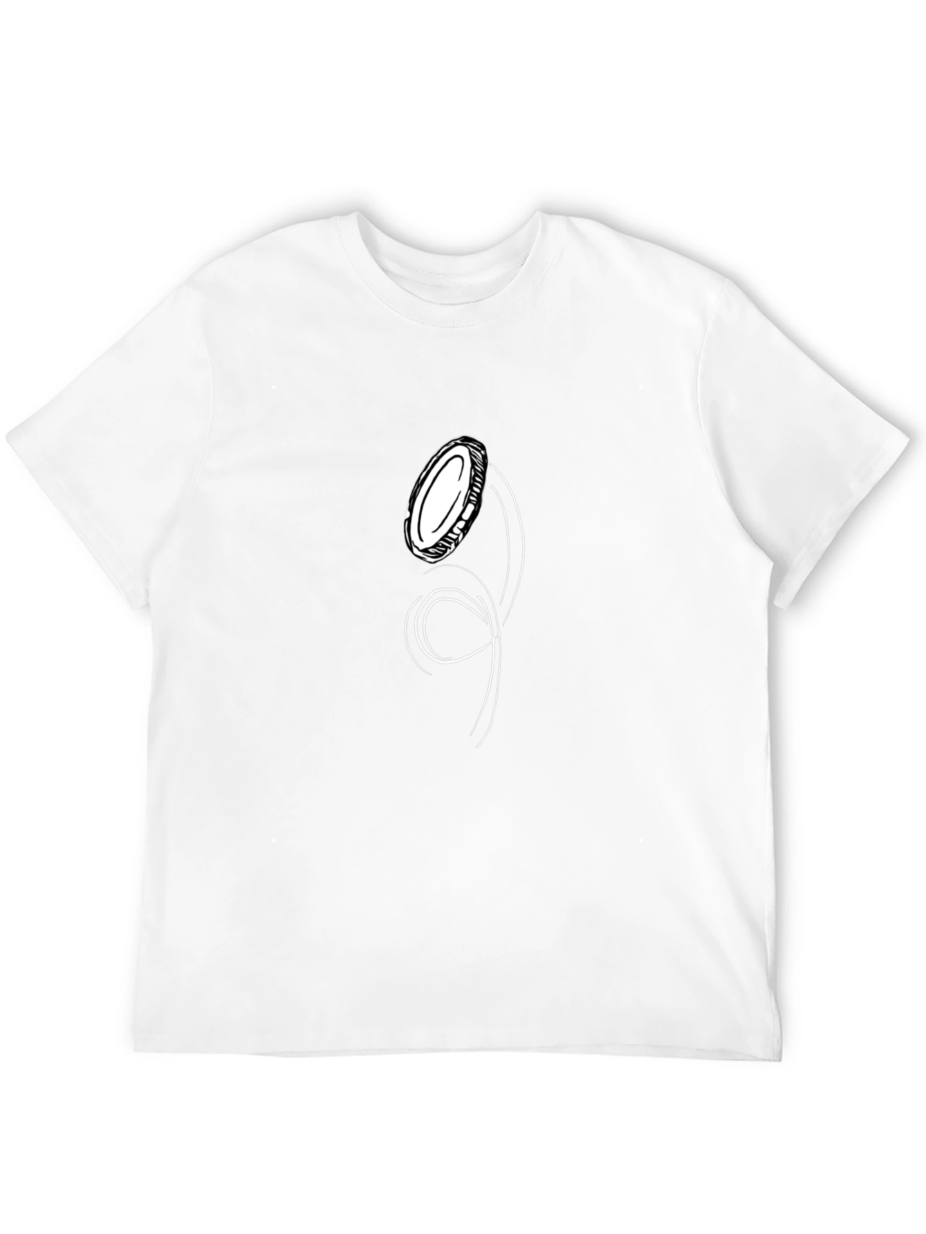 Black T-Shirt with Unique Coin Toss Graphic Design