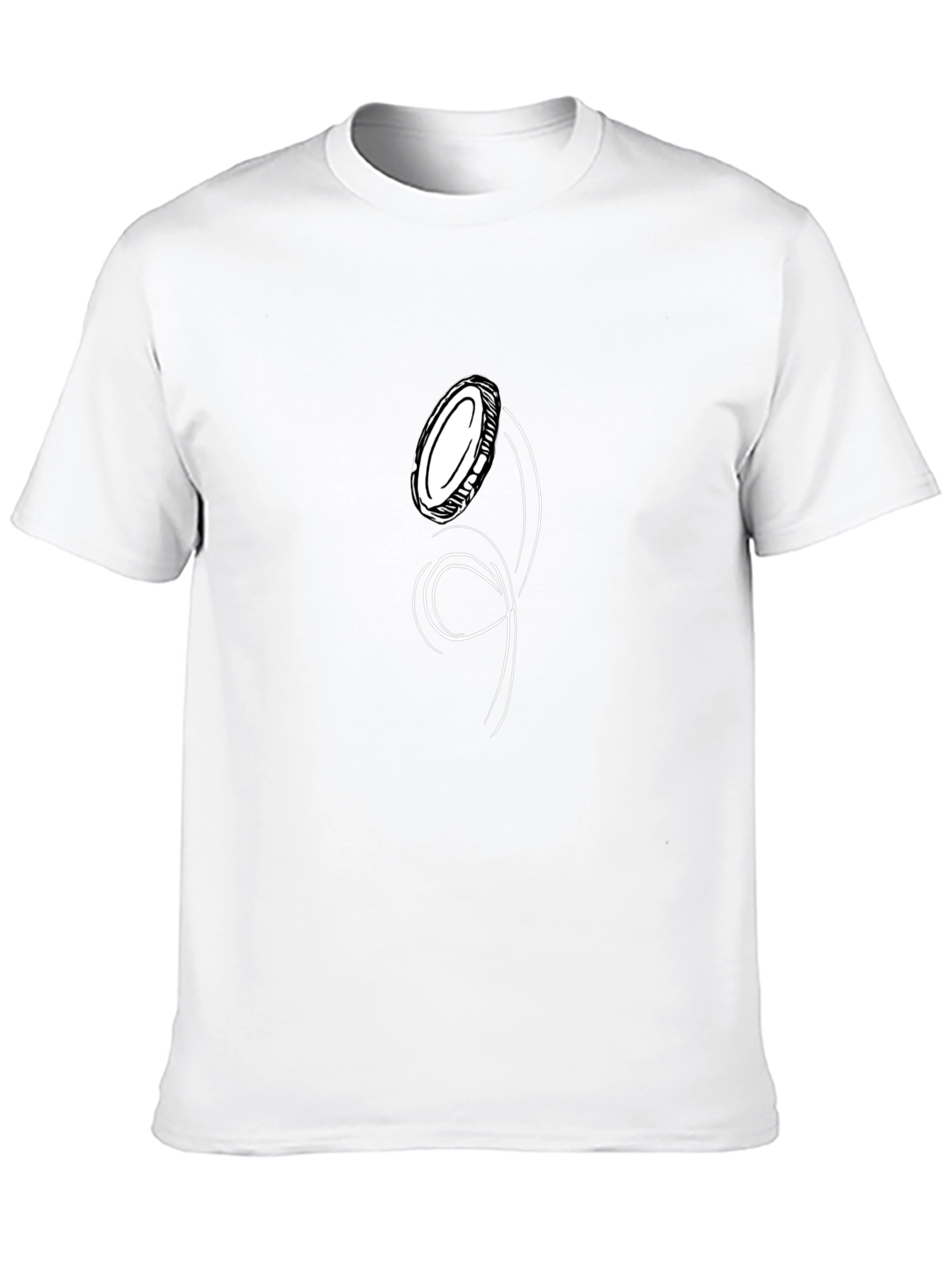 Black T-Shirt with Unique Coin Toss Graphic Design