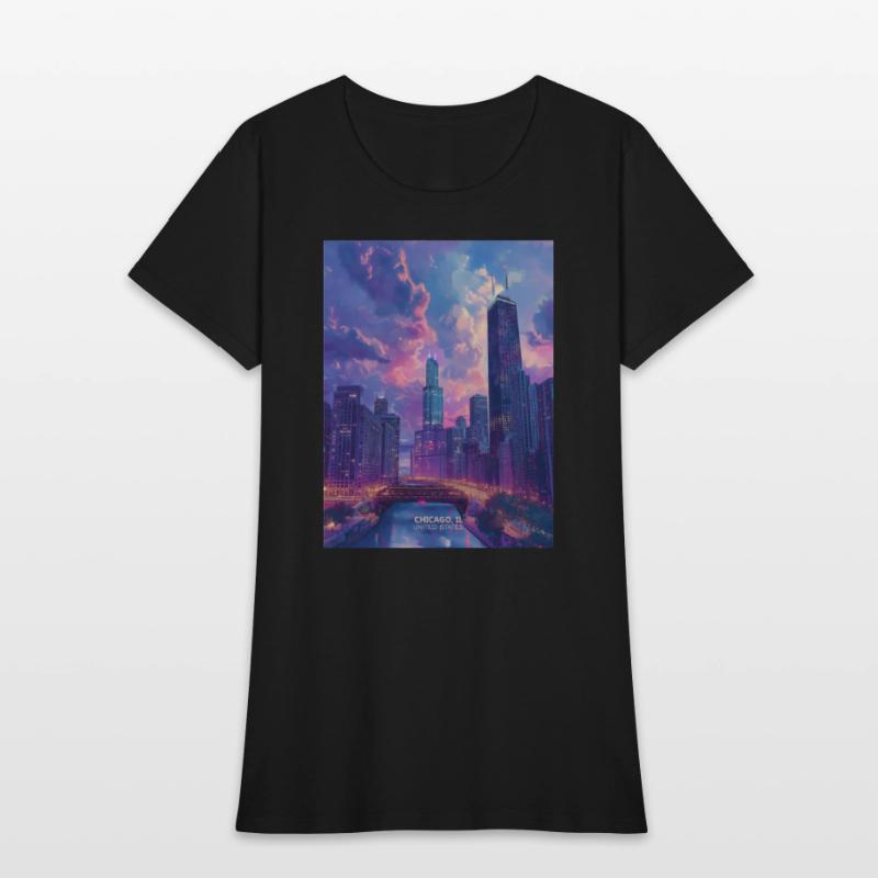 Night in Chicago city