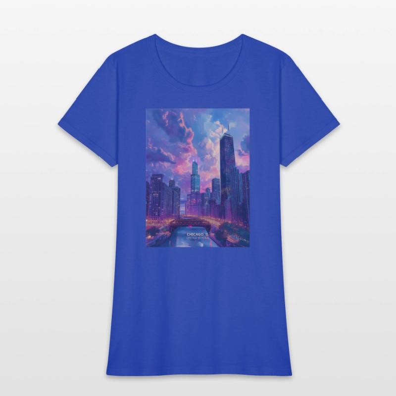 Night in Chicago city