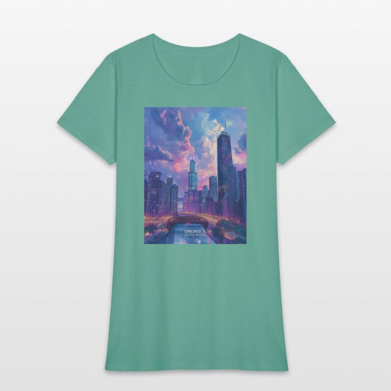 Night in Chicago city