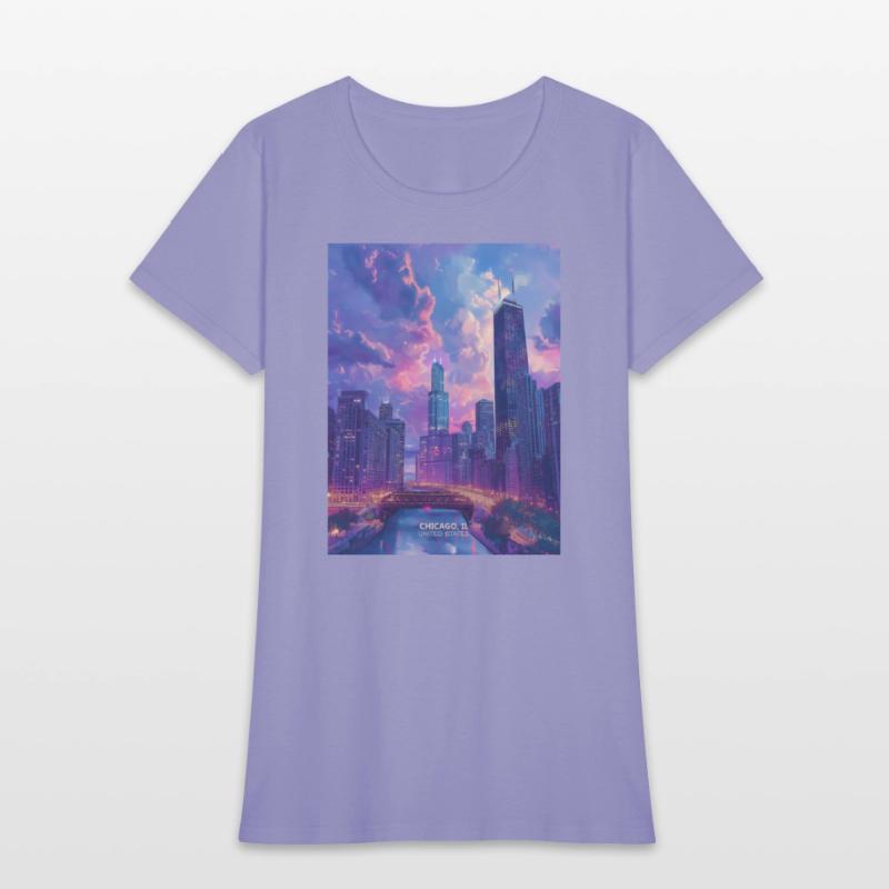 Night in Chicago city