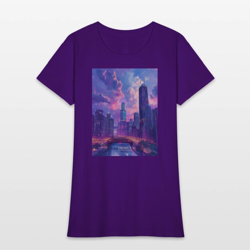 Night in Chicago city