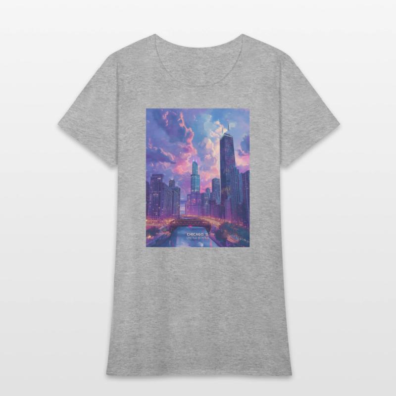 Night in Chicago city